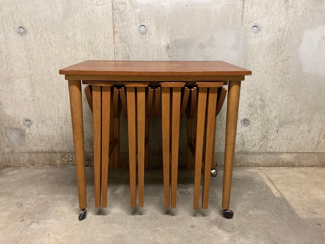 名作! デンマーク60s ネスト テーブル 折りたたみ ヴィンテージ 木製