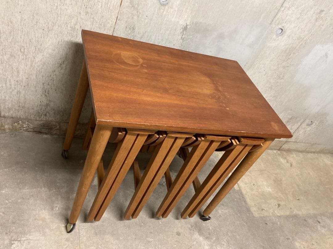名作! デンマーク60s ネスト テーブル 折りたたみ ヴィンテージ 木製