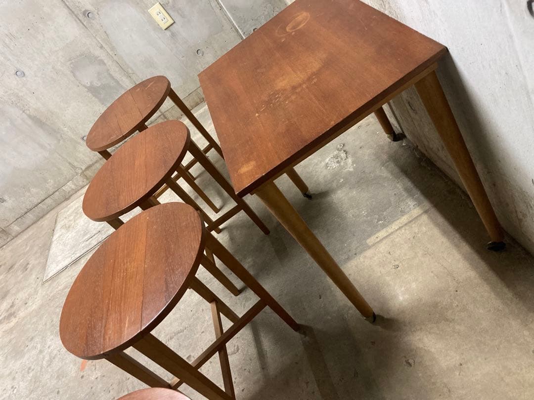 名作! デンマーク60s ネスト テーブル 折りたたみ ヴィンテージ 木製