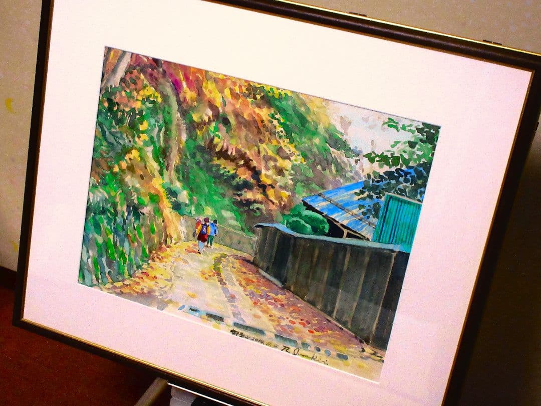 秋の風景 水彩画 F6サイズ 原画 額装済み