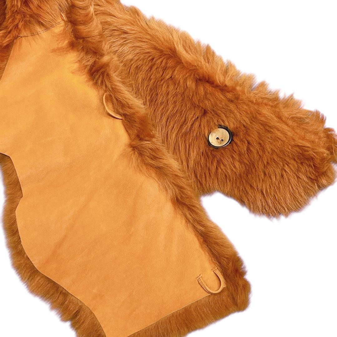 新品 カールドノヒュー ムートンマフラー ストール AMBER オレンジブラウン