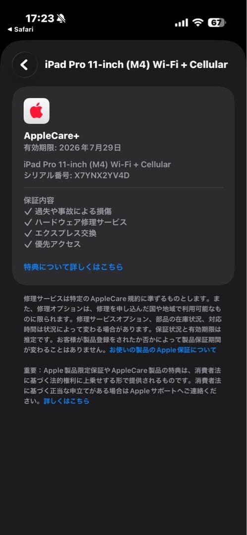 rin　　M4iPadPro 11インチセルラーSIMフリー