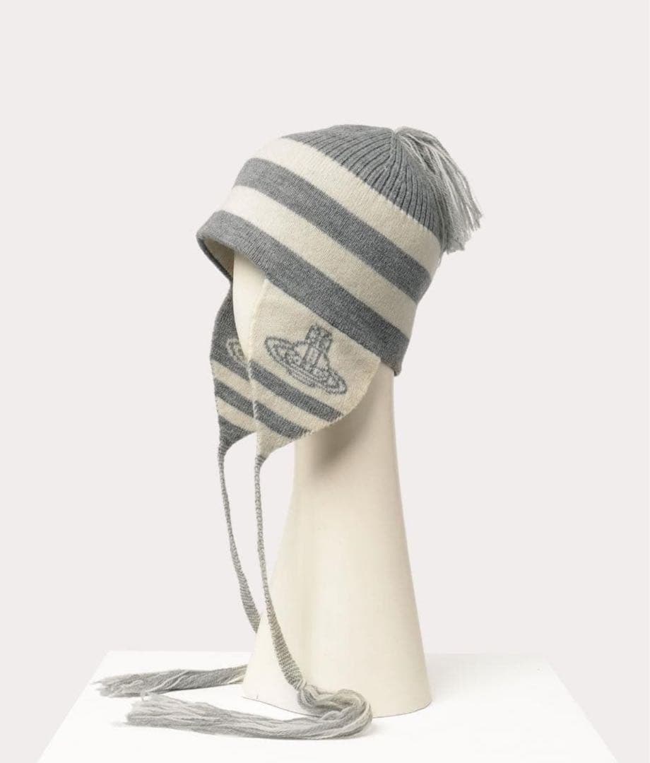 【希少】VivienneWestwood ポンポン耳当て付ボーダー ニット帽