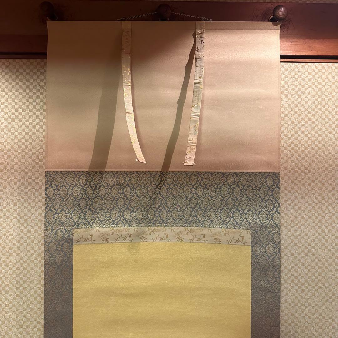 【真作】掛軸　小川朝陽　菊　聖画会　共箱入