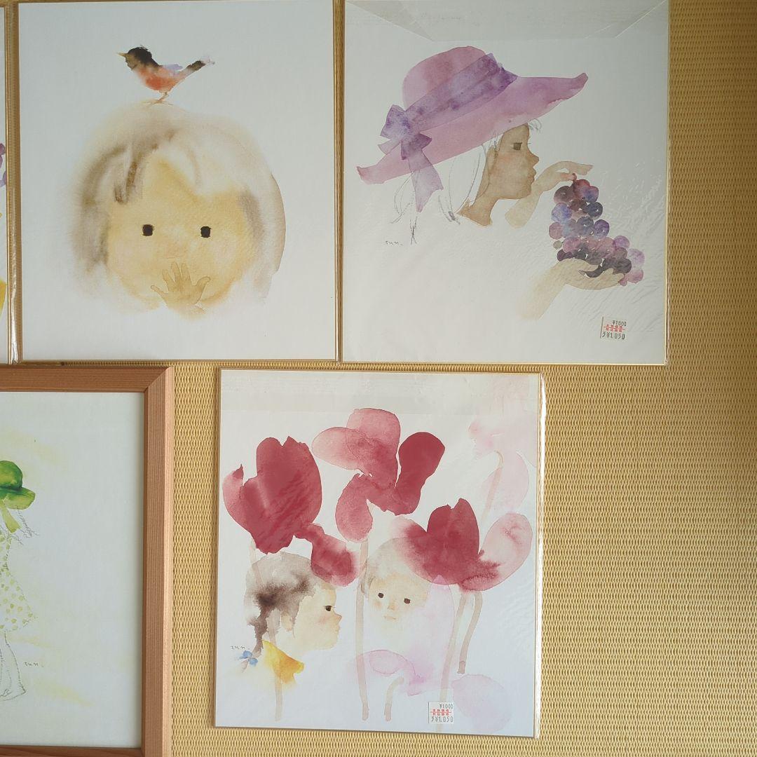 いわさきちひろ 色紙10枚セット 木製フレーム付き