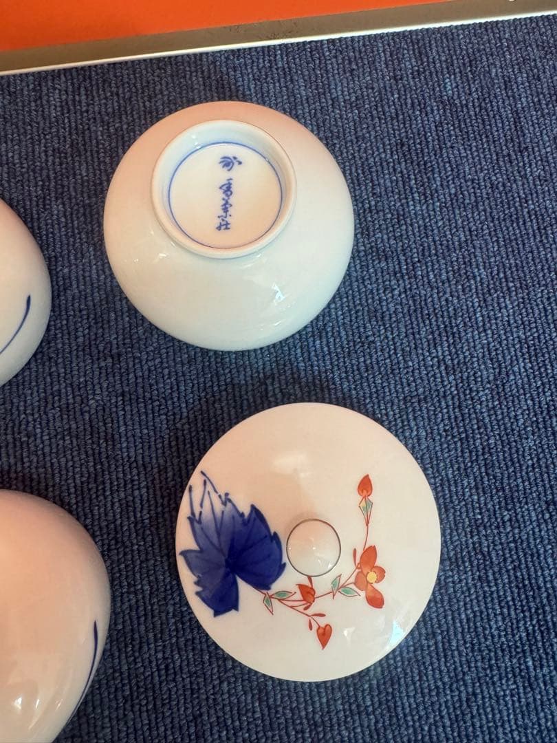2030 香藺社　相思花　湯呑蓋付　6客　未使用