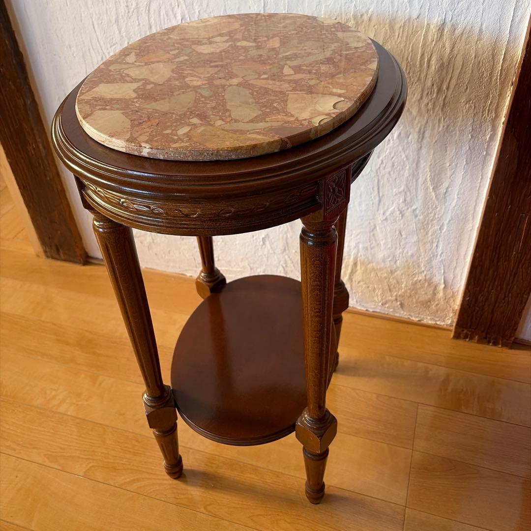 【送料込】大理石天板の円形テーブル