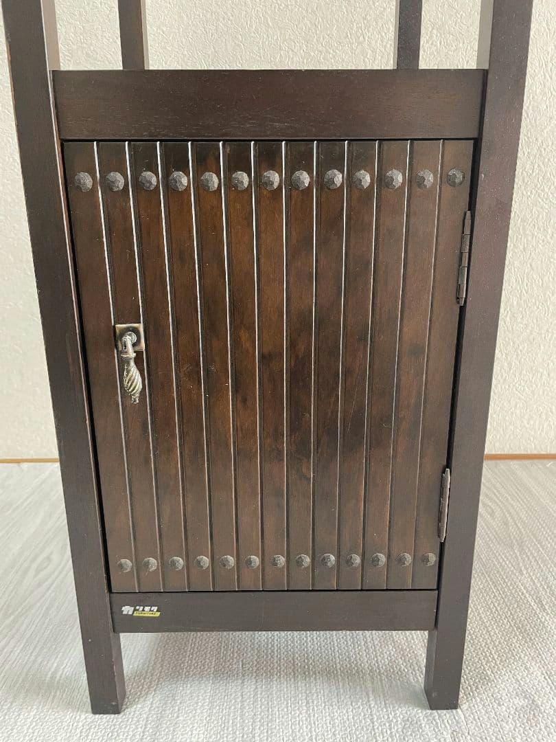 【アンティーク】カリモク 木製 電話台 FAX台 収納棚 昭和レトロ 古家具