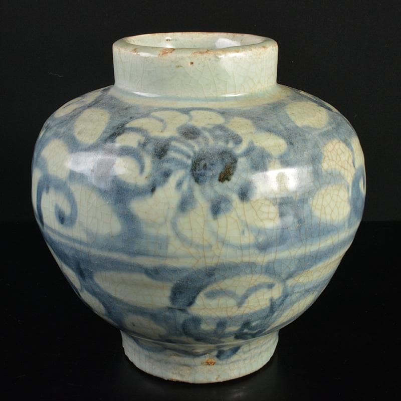 中国　呉須染付　花文　壷　D　R7052