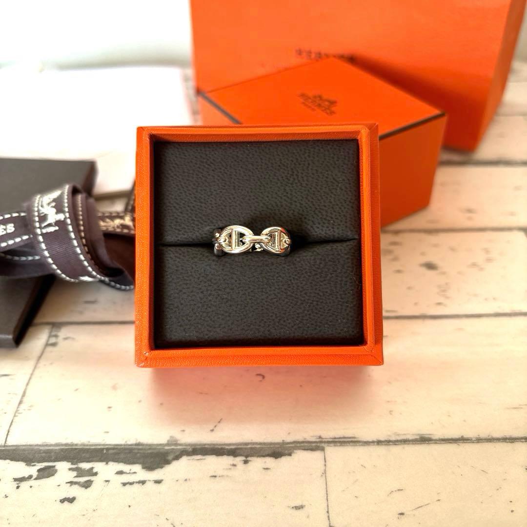 HERMESシェーヌダンクル アンシェネ リング49号/完品/極美品/正規品