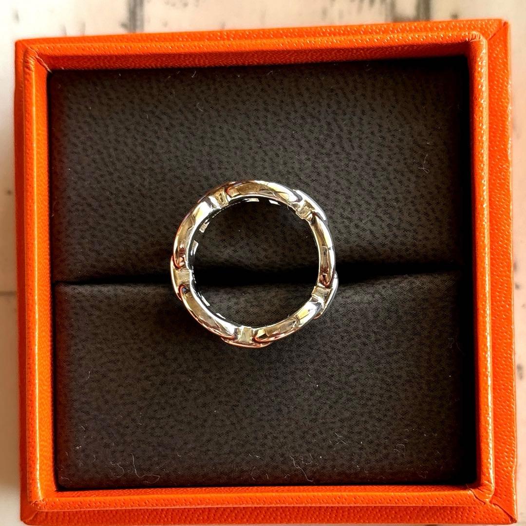 HERMESシェーヌダンクル アンシェネ リング49号/完品/極美品/正規品