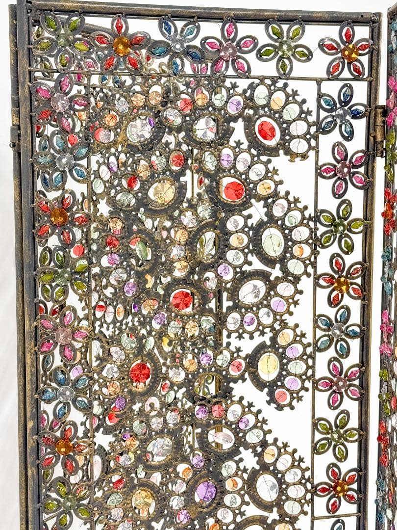 アクリルビーズパーテーション 3連 幅119cm 高さ172cm 折りたたみ可能