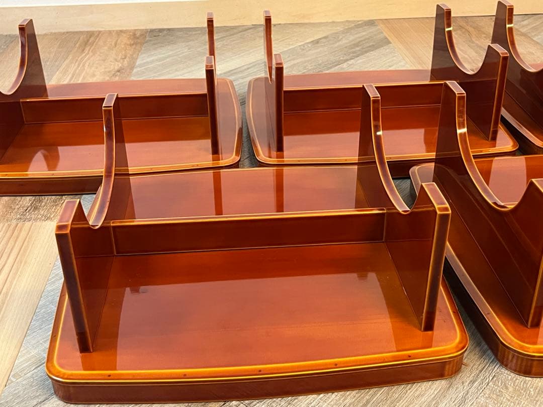 【ほぼ未使用 美品】飛騨 春慶塗 山野草会席膳 5客 共箱 茶懐石