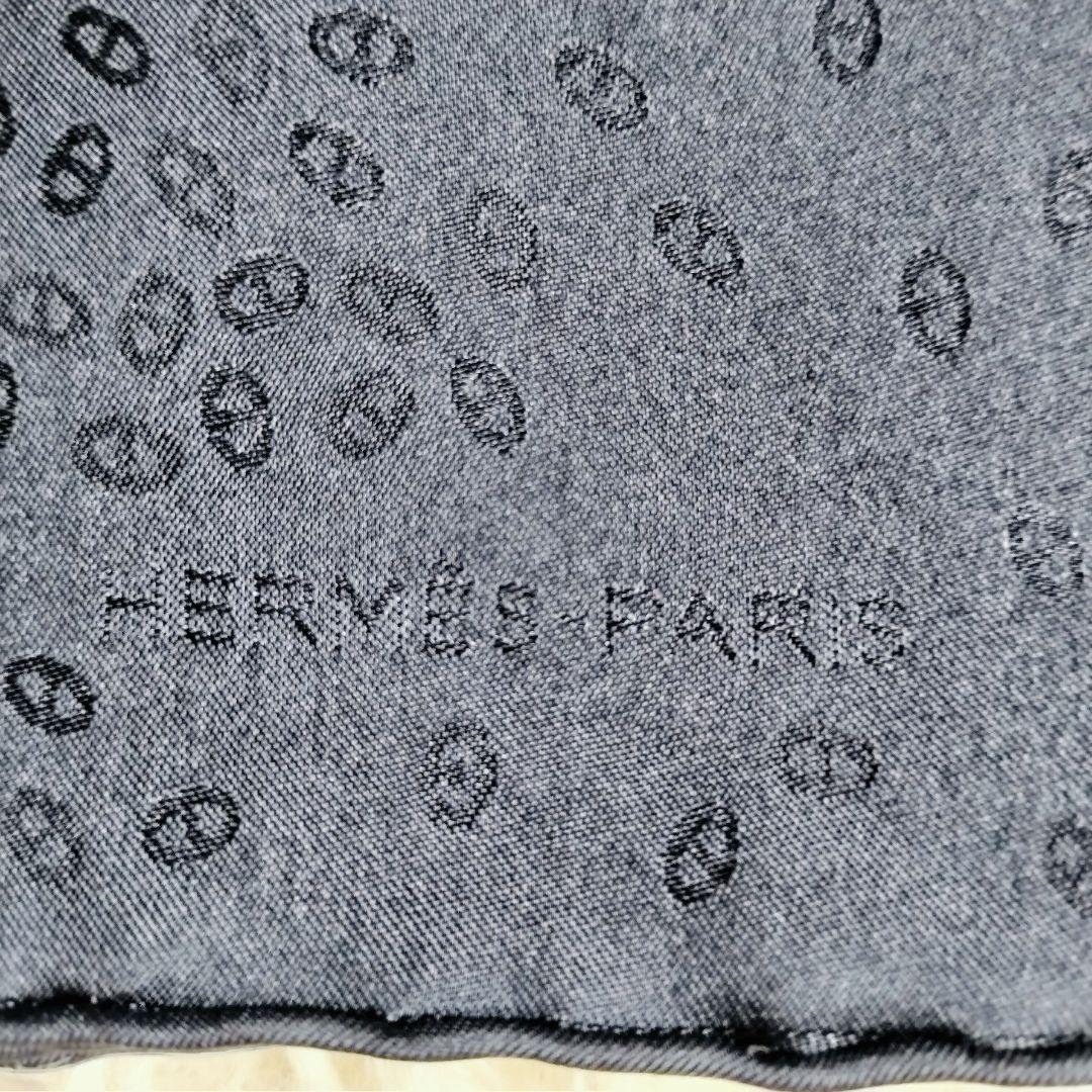 美品☆HERMESエルメス☆メンズスカーフ/ポケットチーフ ネイビー 総柄