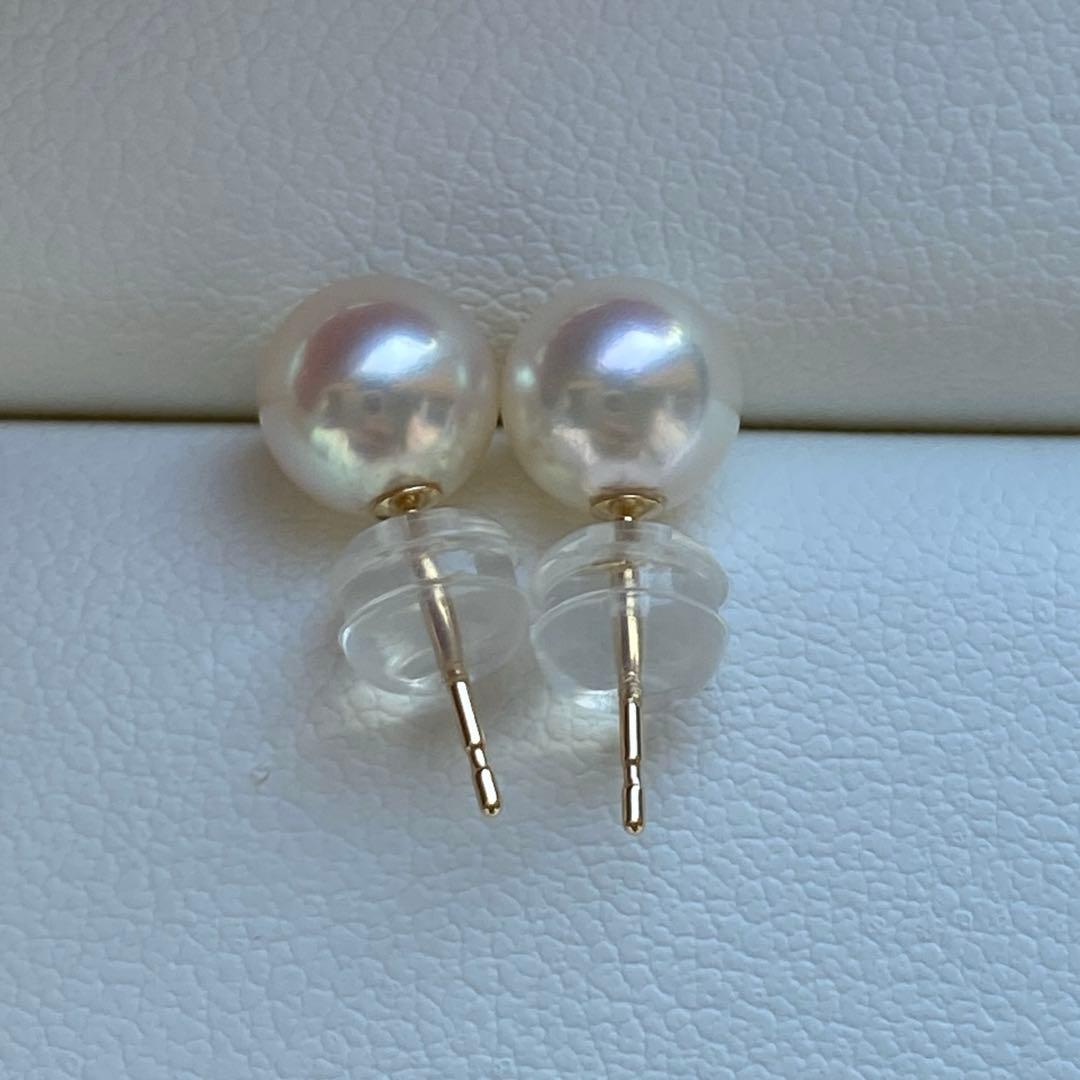1804 あこや真珠　K18 テリ良い　6.5-7mmパールピアス　Aly手作