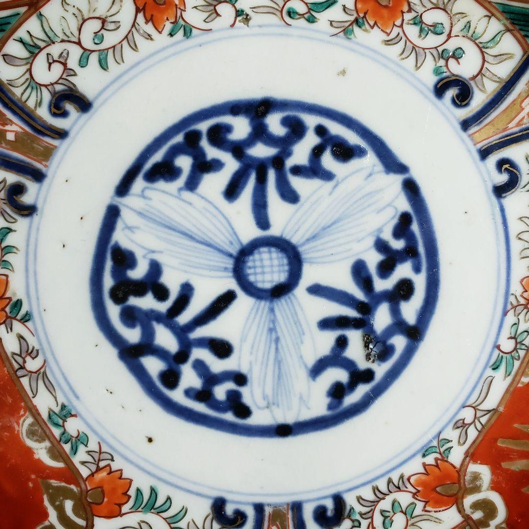 大皿　古伊万里　色絵付け　鳳凰　江戸　金継ぎ　漆直し　唐花草　7寸皿