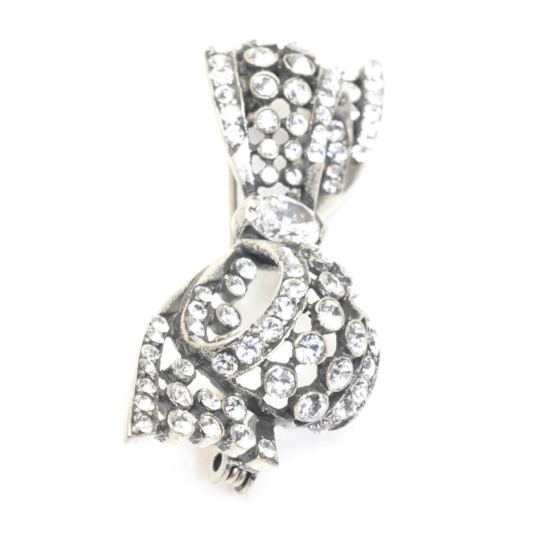 フォクシー リボン ブローチ ラインストーン FOXEY