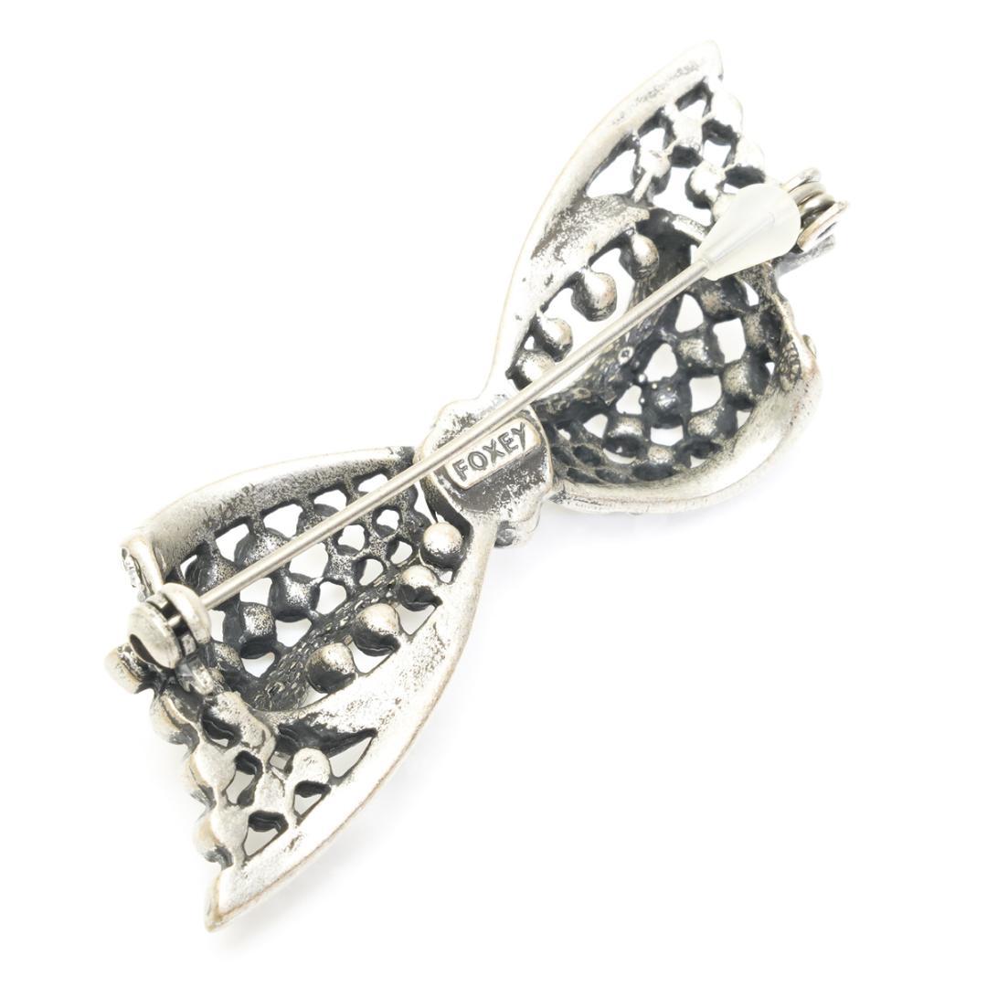 フォクシー リボン ブローチ ラインストーン FOXEY