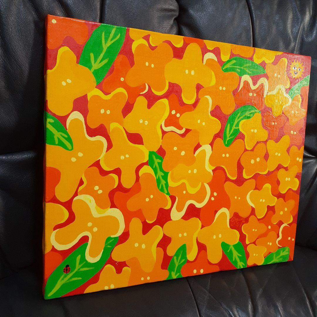 キンモクセイ　拡大バージョン　画家　小楠アキコ作品　F8号サイズ　アクリル絵具