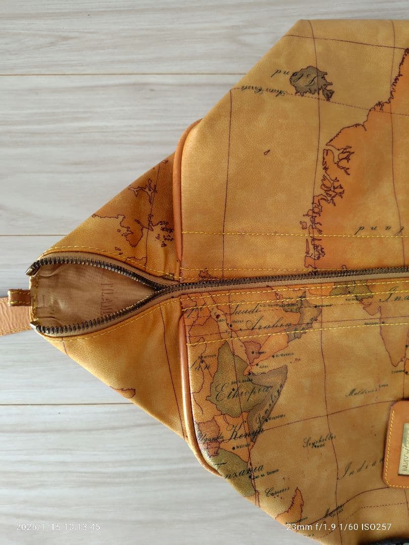 プリマクラッセ　地図柄 レザー ボストンバッグ