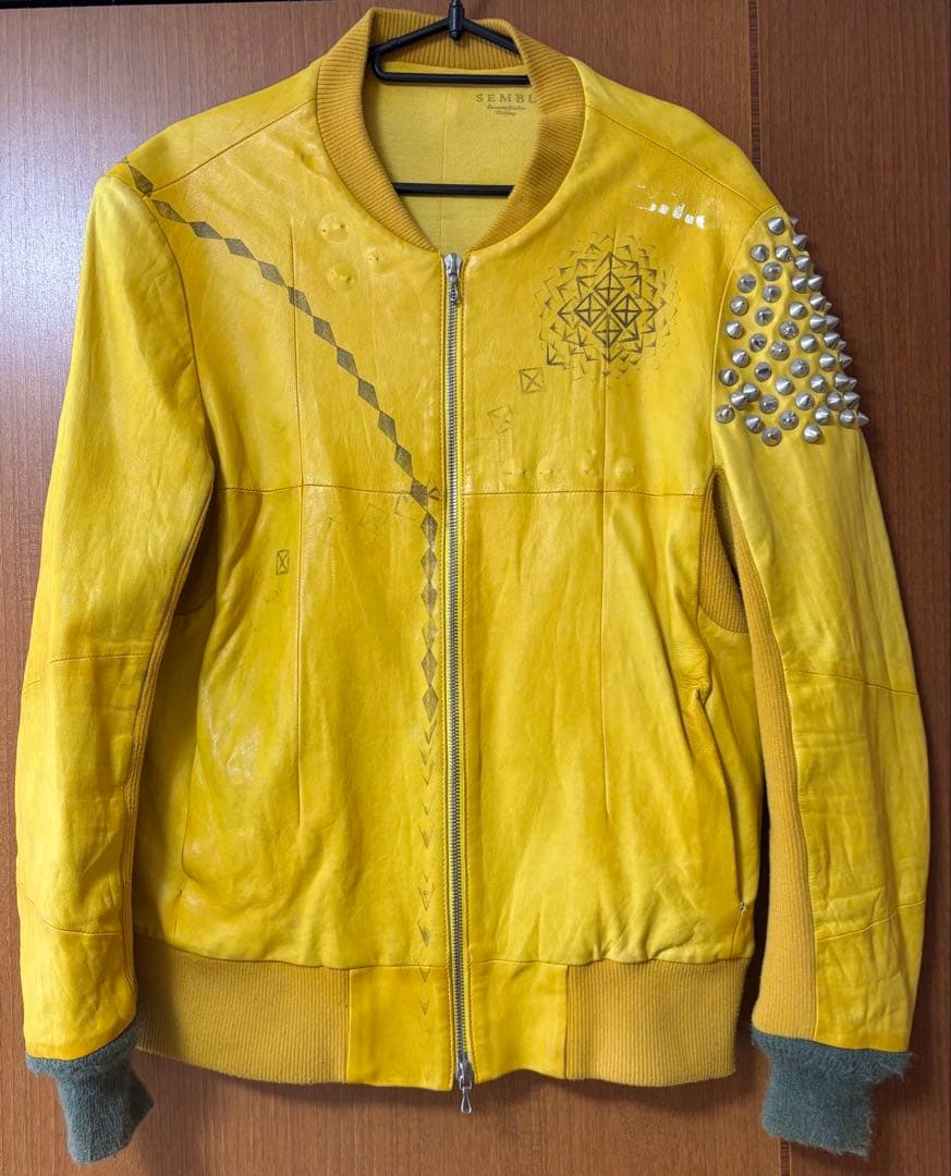 センブル SEMBL 革ジャン スタッズ付き シングルライダース ジャケット