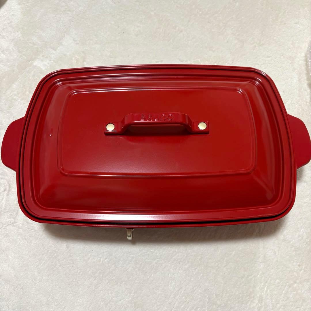 ほぼ未使用　BRUNOホットプレートグランデサイズ 深鍋セット BOE026 赤