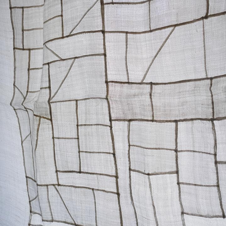 韓国 ポジャギ 手縫い 正方形 棒通しあり　100×100cm モシ 麻