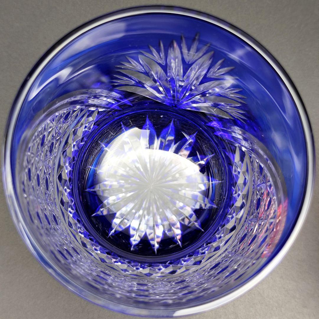 超希少品☆江戸切子 木村泰典 ロックグラス 瑠璃色（切子 江戸切子 薩摩切子）