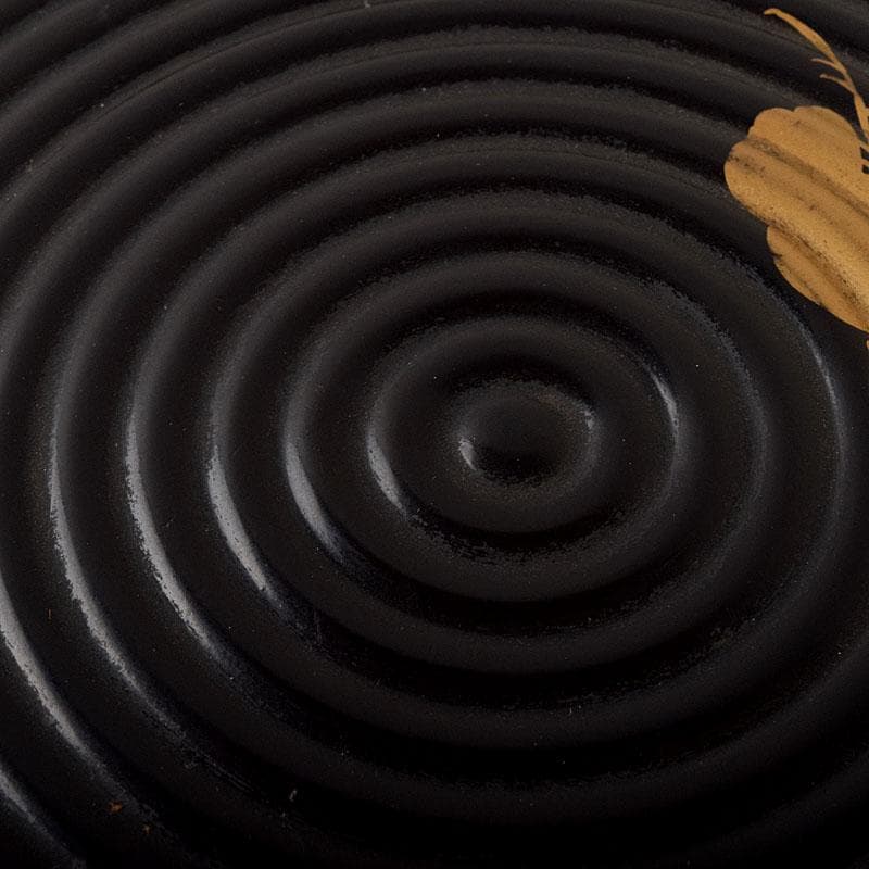 茶道具　黒漆　老松蒔絵　足付に段丸重　重箱　時代箱　C　8893