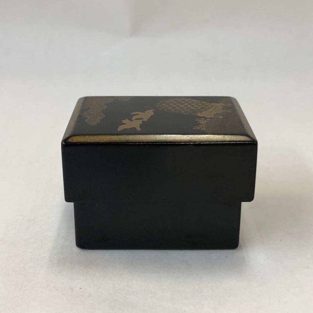 骨董品　箏爪箱　漆器小箱　金蒔絵鳥籠図柄　アンティーク　木製　小物入