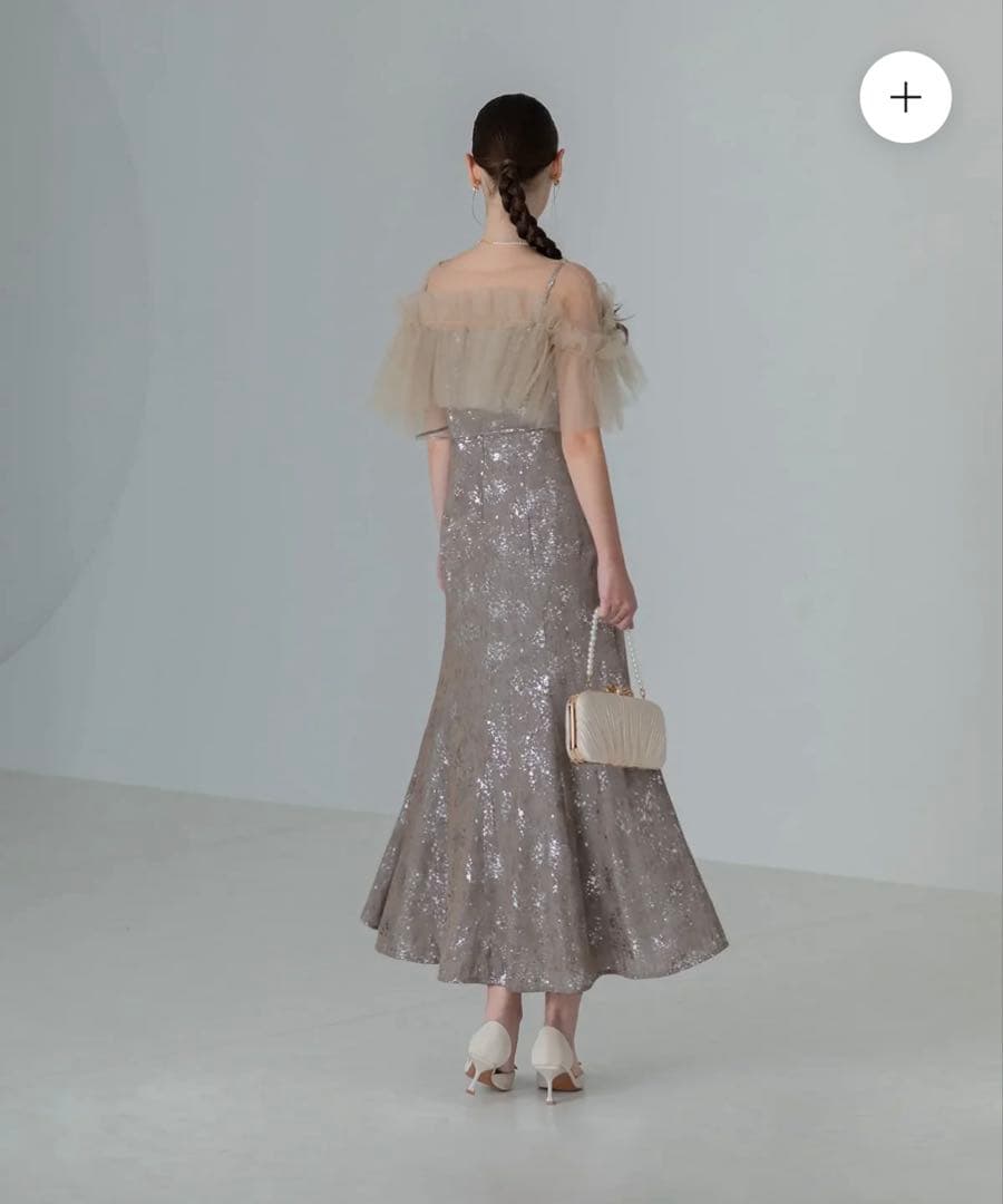 Leja チュールフリルボレロペイントマーメイドドレスワンピース　グリーン　M