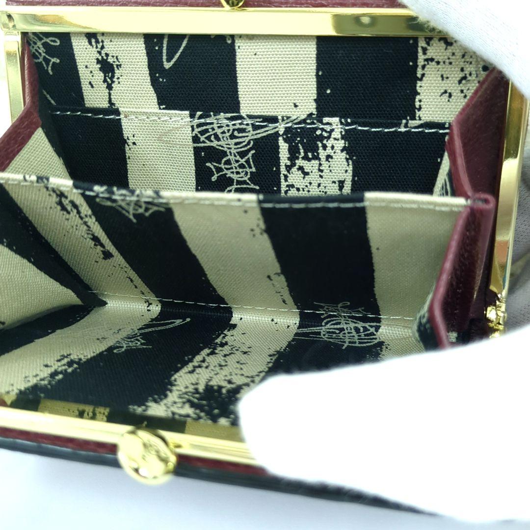 ヴィヴィアンウエストウッド/三つ折り財布/がま口タイプ/ワインレッド系　「美品」