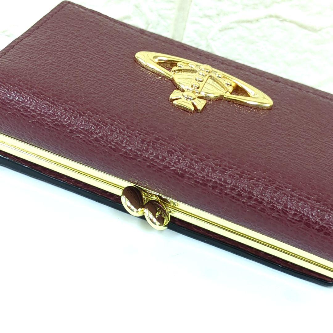 ヴィヴィアンウエストウッド/三つ折り財布/がま口タイプ/ワインレッド系　「美品」