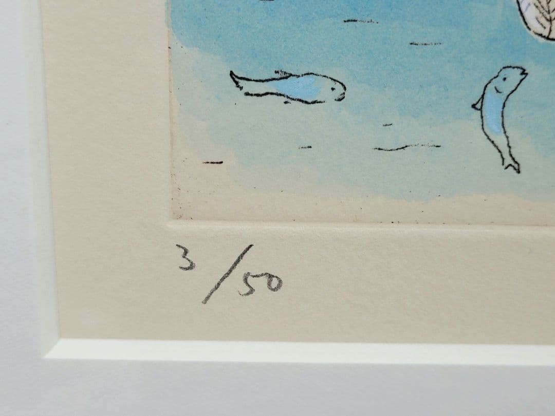 美品 山本容子「声そろえ歌わん」エッチング+手彩色 直筆サイン入り 1998年作