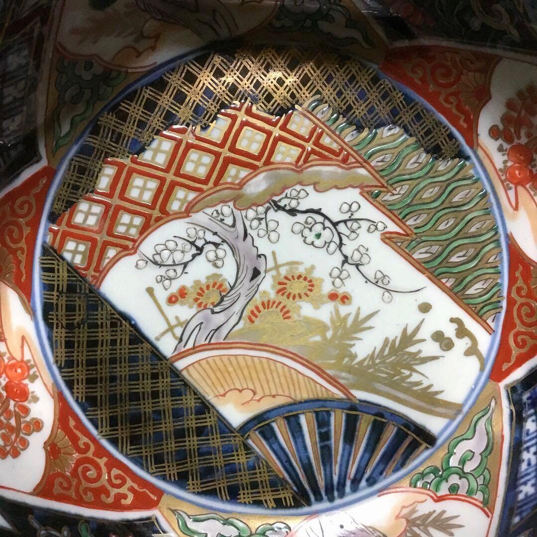 伊万里焼 色絵 草花紋様 八角 七寸深鉢 /骨董/時代物