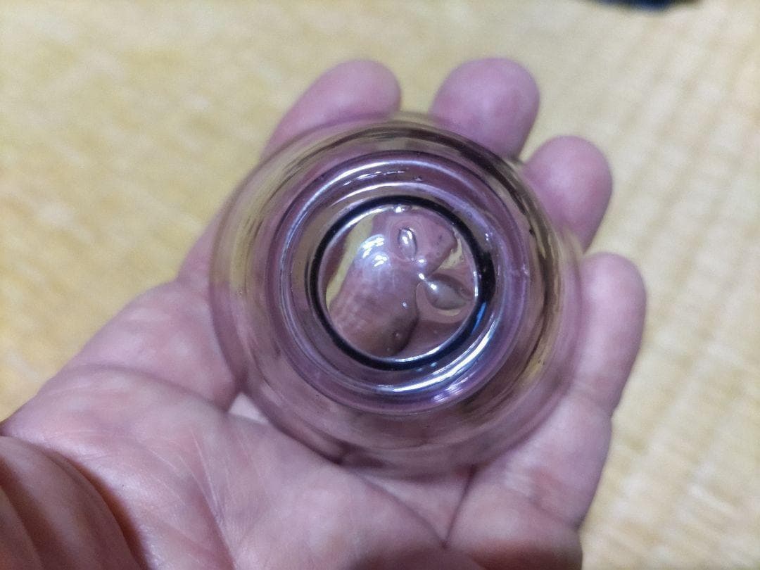 江戸硝子　吹きガラス　酒盃　紫　鉛ガラス　無傷