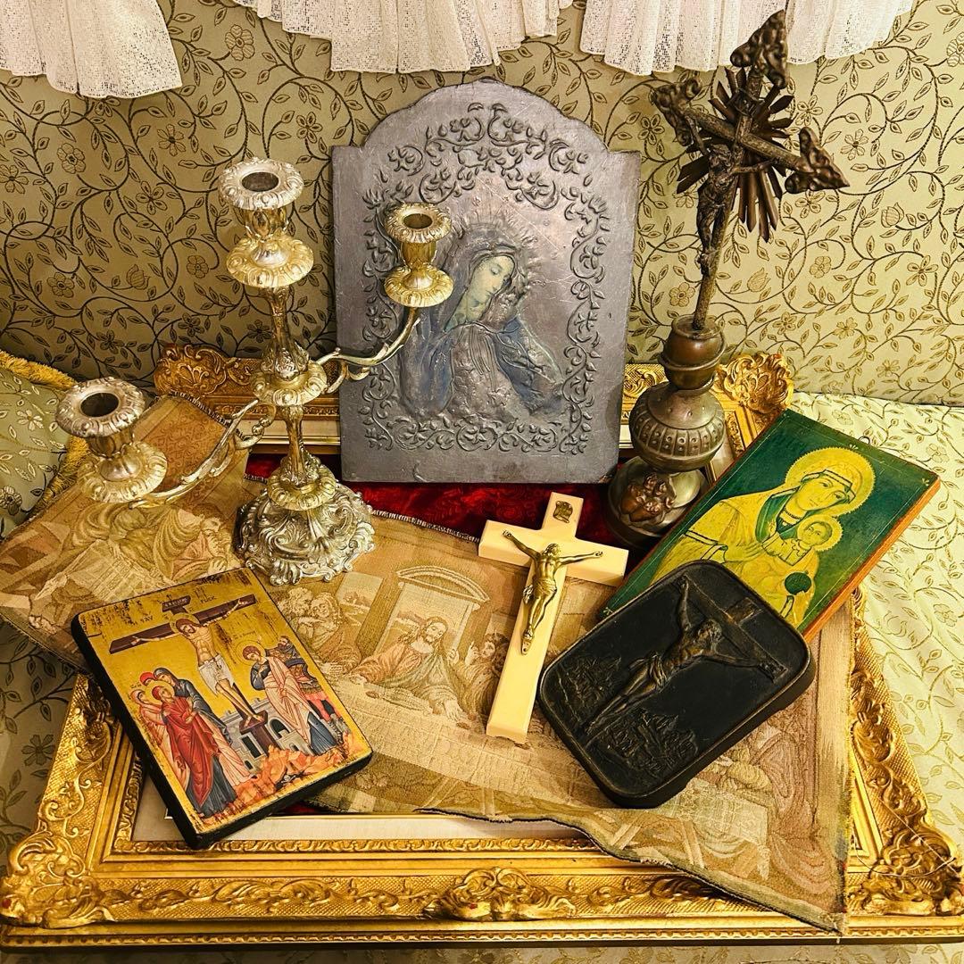 セット　キリスト教　十字架　踏み絵　アンティーク　ビンテージ