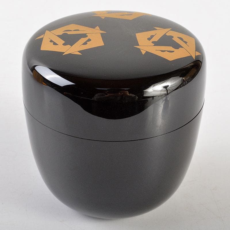 茶道具　鱗鶴蒔絵　大棗　堀内宗完(兼中斎)極め箱　M　R7198