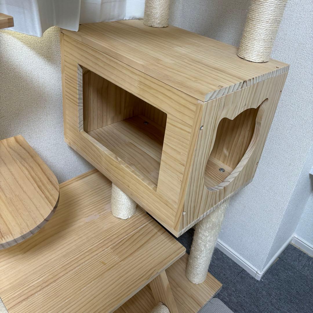 大型 キャットタワー 木製 宇宙船付き 高さ165cm