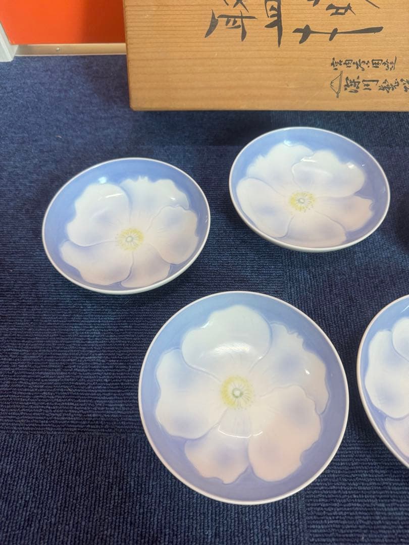 1713  宮内庁御用達　深川製磁　スノーローズ取り皿揃　5枚セット　未使用
