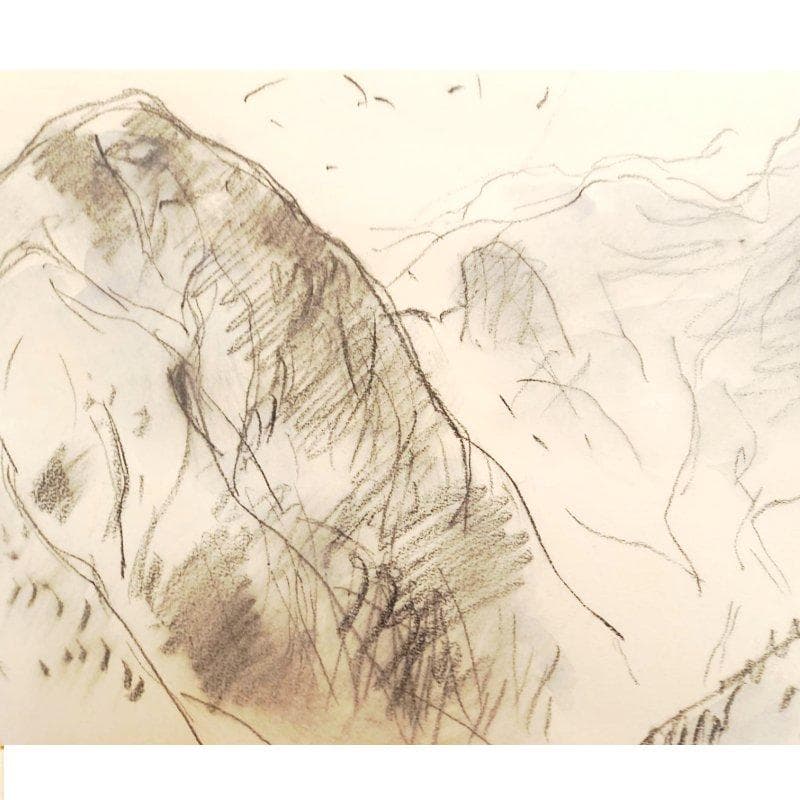 ☆田辺三重松☆「ノルウェー（バレストランド）」　デッサン画　未使用額！