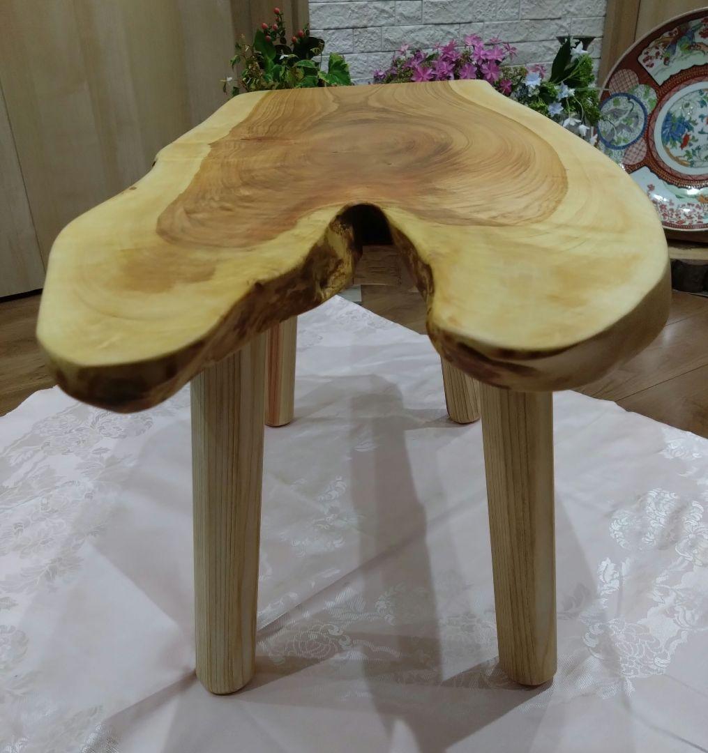 桜の木のローテーブル⑭　値下げ❕桜の模様が綺麗な耳付テーブル　リビング、ソファー