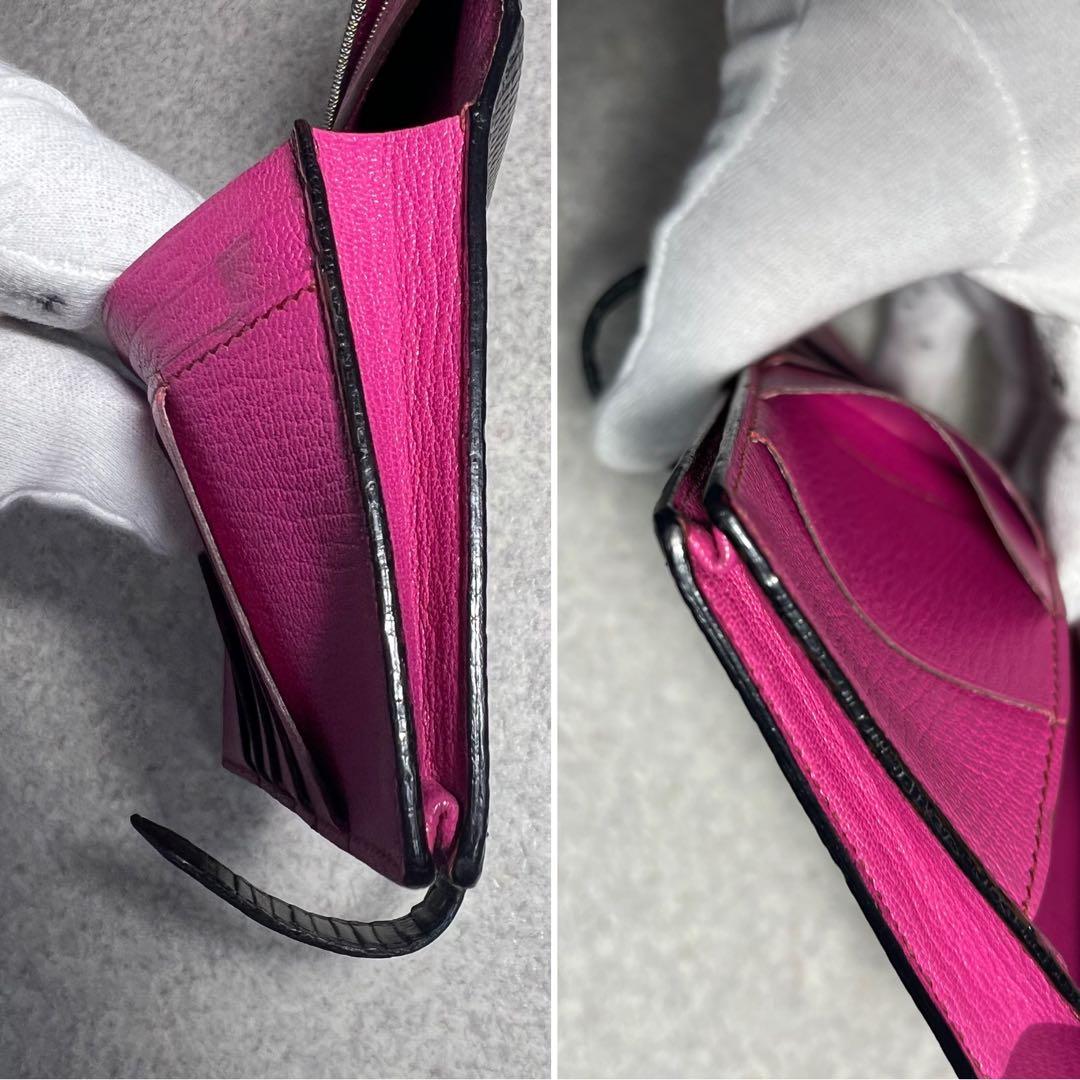 【希少】 HERMES べアンスフレリザード2つ折り長財布シルバー金具ブラック