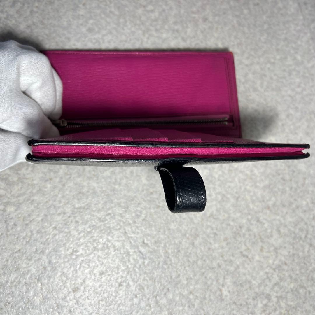 【希少】 HERMES べアンスフレリザード2つ折り長財布シルバー金具ブラック