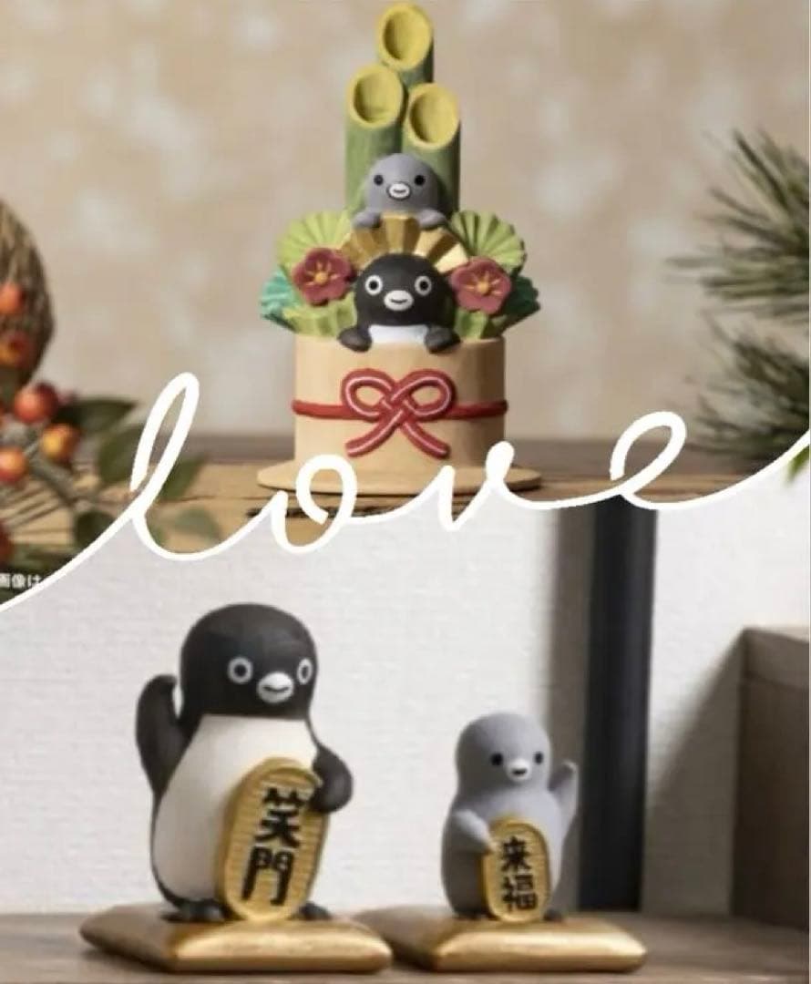 Suicaのペンギン 木彫りの門松 & 招きSuicaのペンギン（笑門来福）