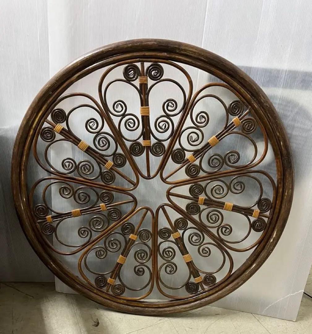 ラタン　円形　丸　インテリア　アンティーク　ウッド　木製　カントリー　インテリア