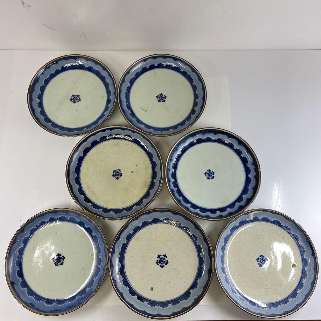 古伊万里　七寸皿19点　木箱付　東Y7-0220①タエチ