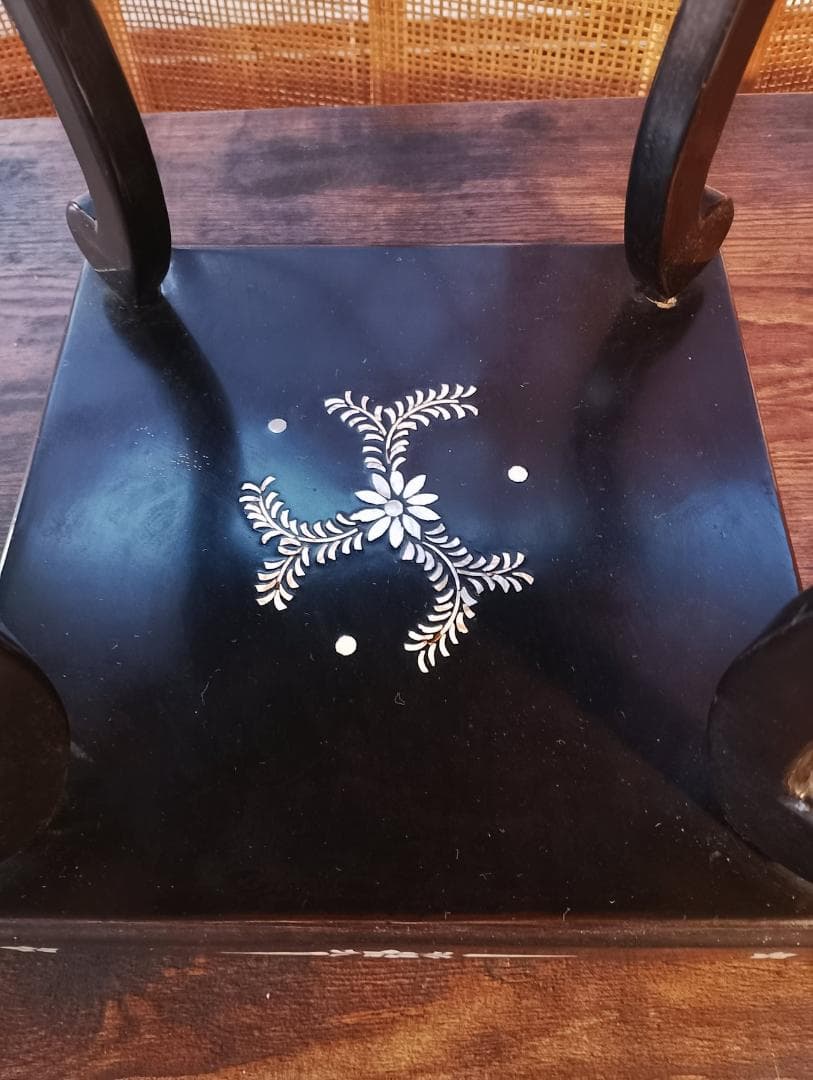 螺鈿人物風景文 卓上花台　昭和期 和工芸 飾り台