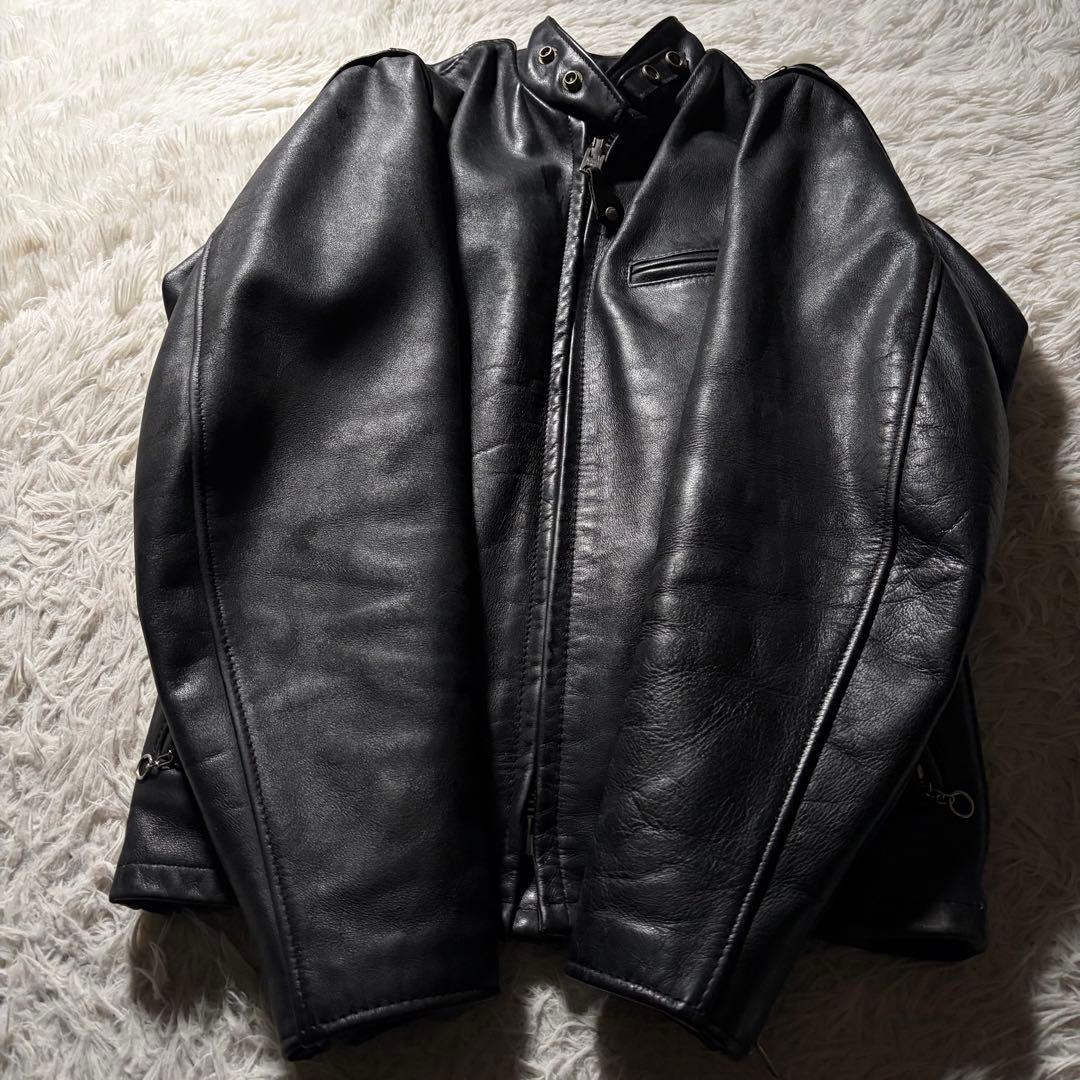 【米国製】schott ライダースジャケット　シングル　ブラック　本革　641