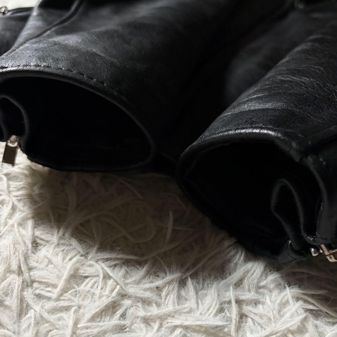 【米国製】schott ライダースジャケット　シングル　ブラック　本革　641